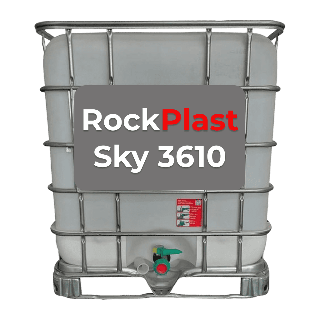 Heavy-duty industrial IBC tote tank for chemical storage and mining applications.